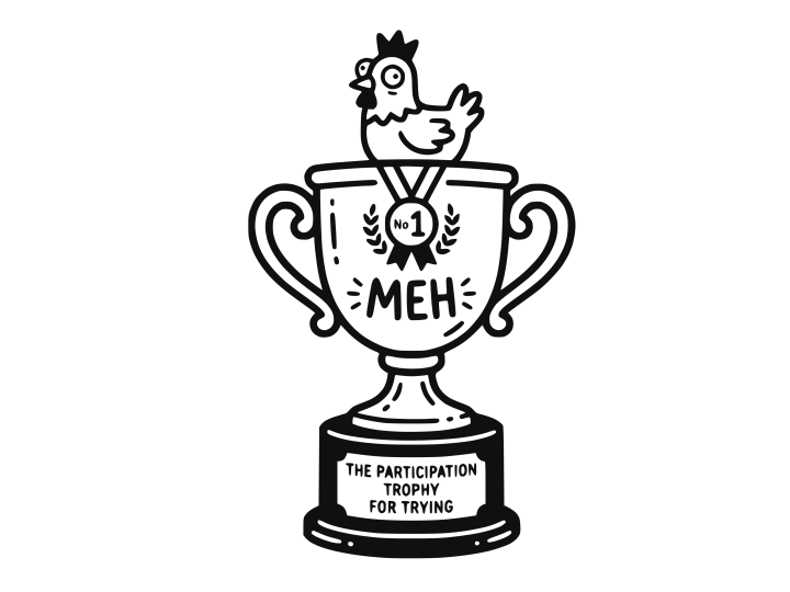 Participation award trophy representing a mediocre grade for old SEO advice