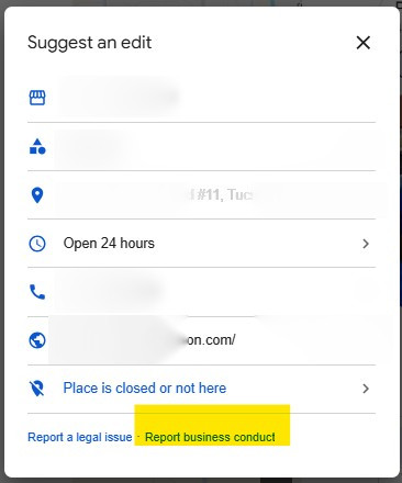 Google reporting option for review incentivization